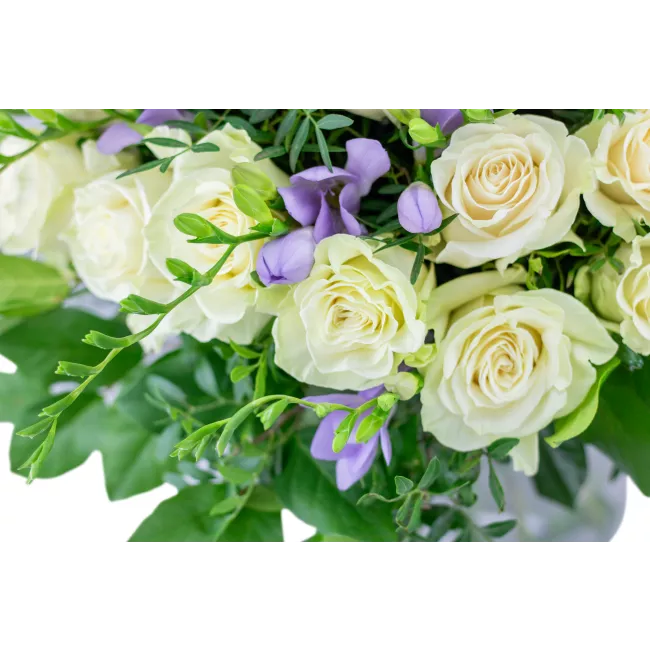 Bouquet of roses with freesia